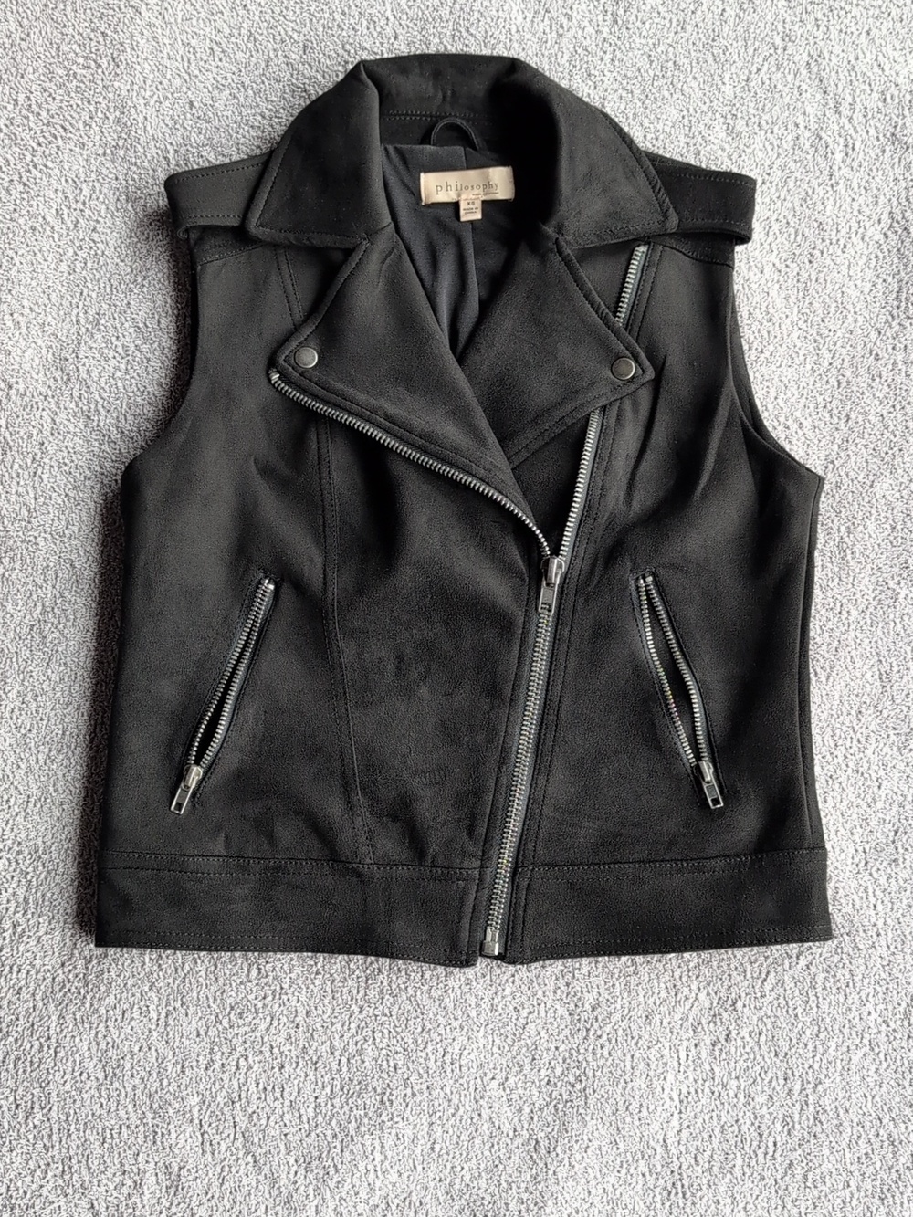 Philosophy Black Moto Vest with Asymmetric Zip Size XS